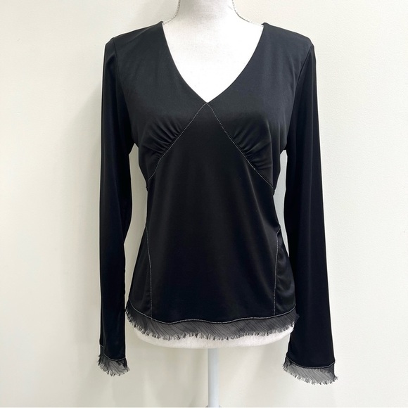 Vintage Y2K Liz Claiborne Womens Top Black Long Sleeve Witchy Fairy Grunge Goth - Picture 2 of 10